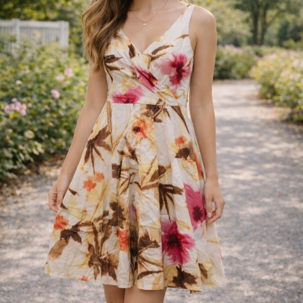 Talbots Watercolor Floral Fit & Flare Dress Size 10